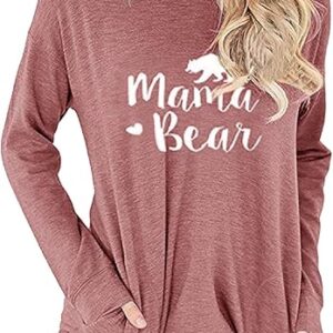 Inicio camiseta "mama bear" para mujer: camiseta gráfica para mamás, ideal como regalo para nuevas madres, con bolsillos, modelo 2025