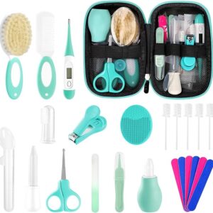 Inicio kit de cuidado y aseo para bebés, 24 piezas — set de cuidado para recién nacidos mejorado y seguro, juego de salud y aseo infantil (verde)